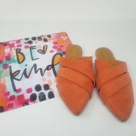 Qupid PEACH, LIGHT ORANGE MulES. SZ 7. - Picture 1 of 13